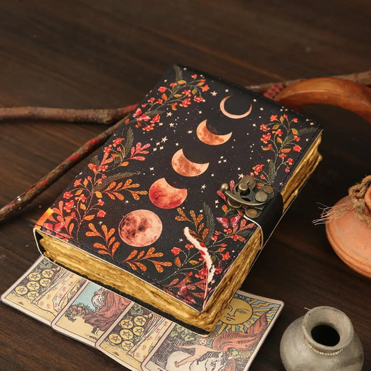 Leather Journal with Moon Print  