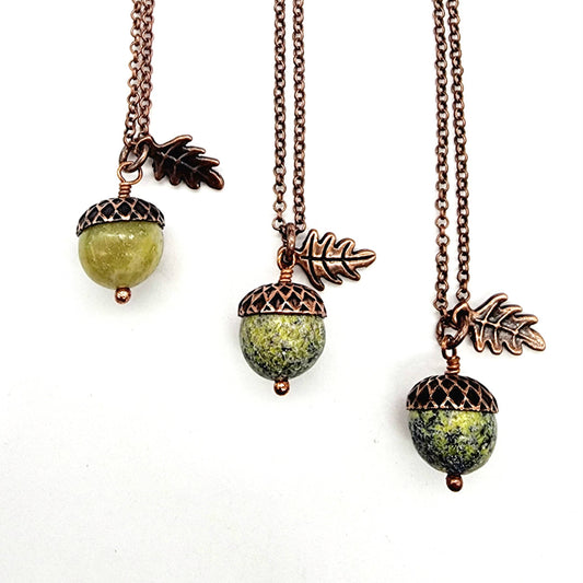 Acorn Necklace with Australian Jade