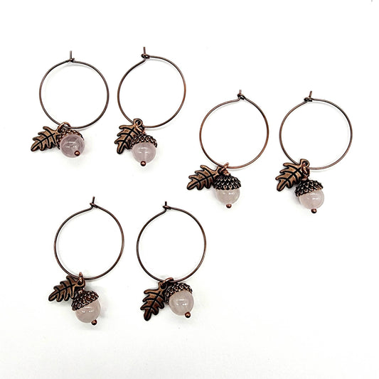 Acorn Earrings-Rose Quartz
