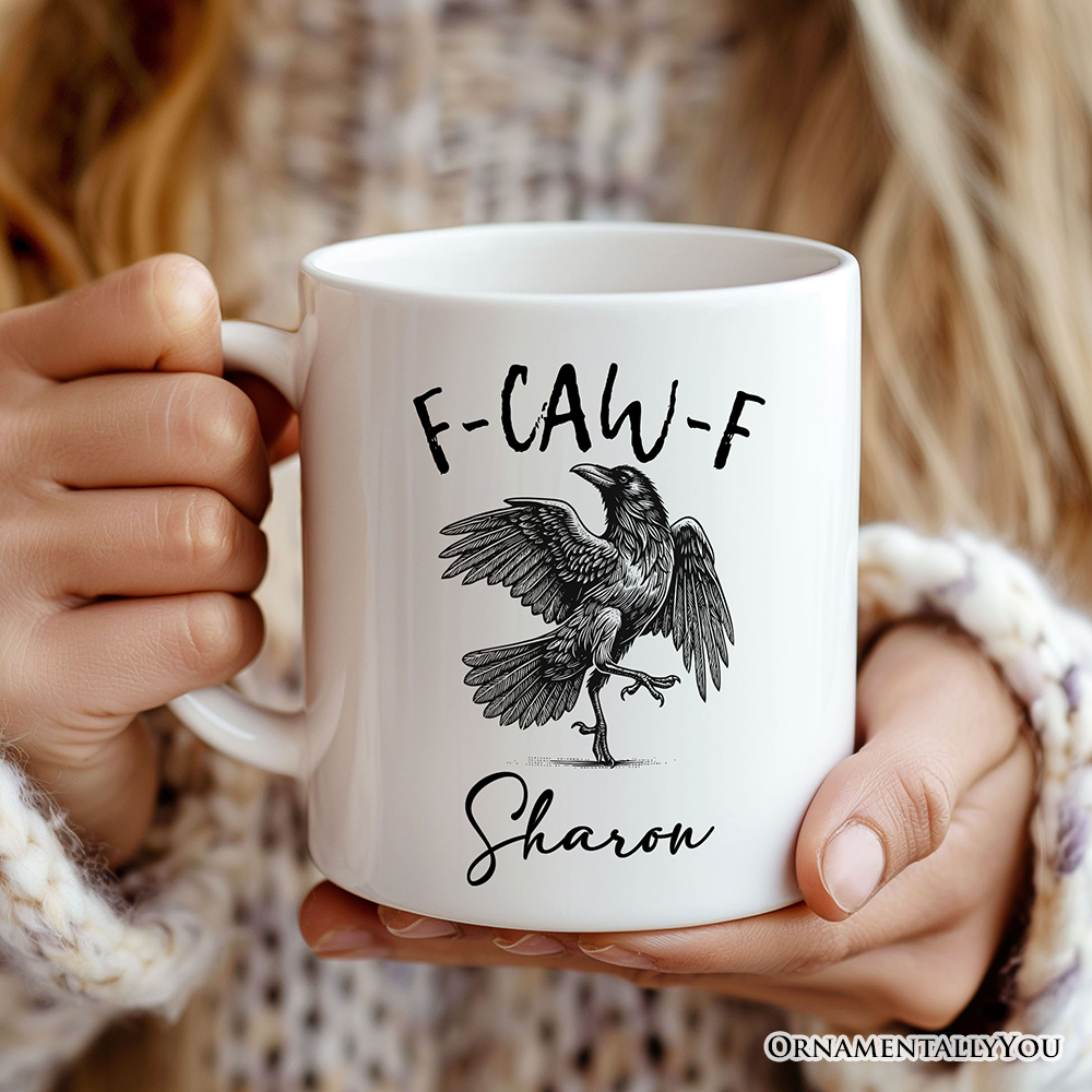 F-CAW-F Gothic Raven Gift Mug, Snarky Halloween Gift