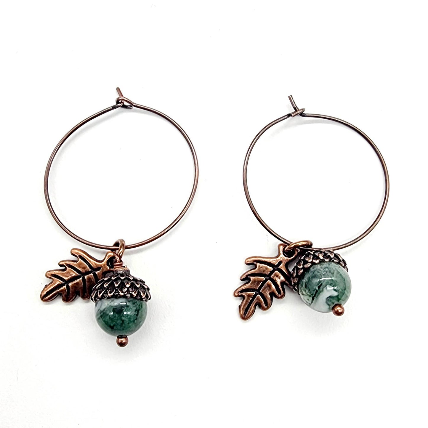 Acorn Earrings-Moss Agate
