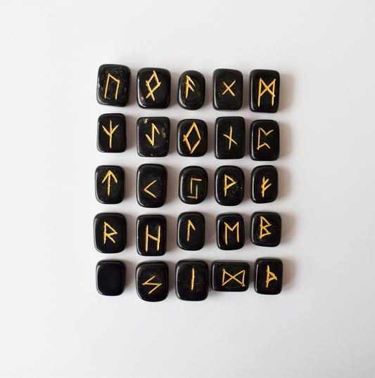 Crystal Rune Set | Black Jasper | Calm, Grounding, Focus