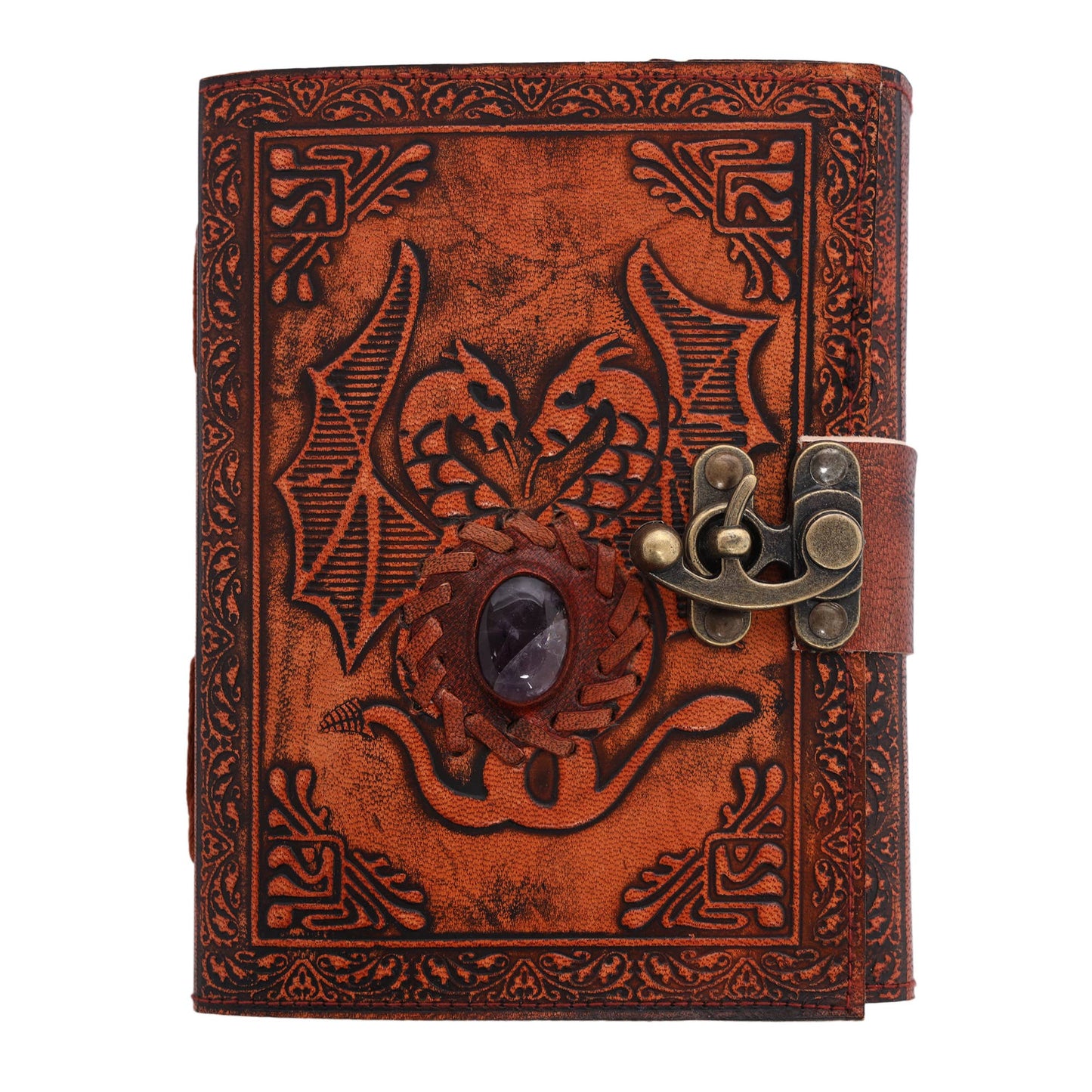 Leather Journal with Stone Dragon Embossed