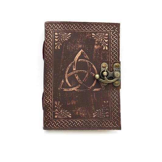 Embossed Triquetra, Blank Leather Journal