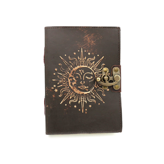 Embossed Sun & Moon, Blank Leather Journal