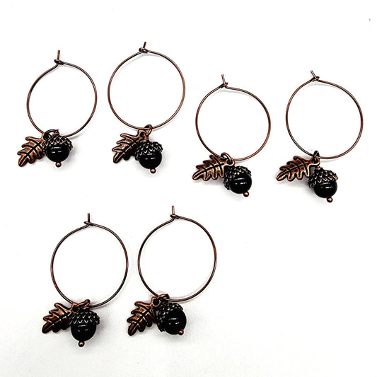 Acorn Earrings-Obsidian