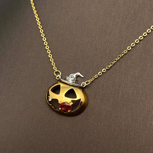 Pumpkin with Magic Hat Charm Necklace