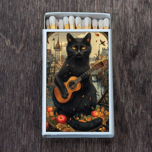 Halloween Black Cat Matchbox and Matches