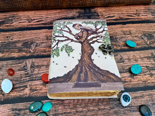 Leather Bound Journal with Tree Spirit Print
