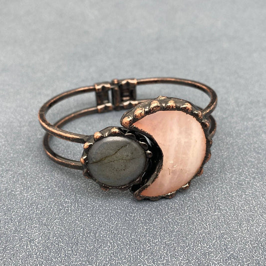 Star and Moon, Natural Stone Bangle: Quartz & Anemousite