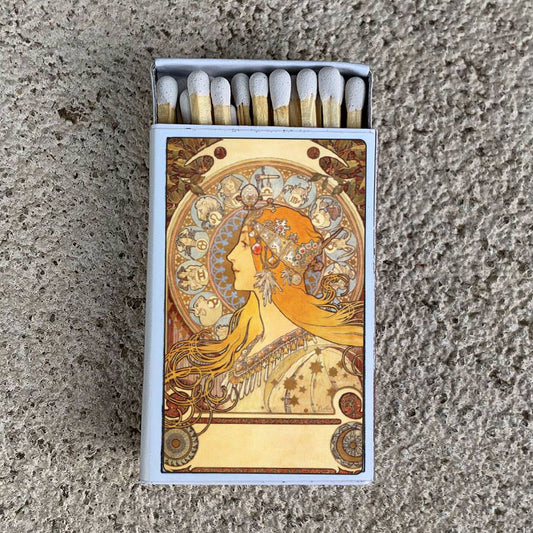 Mucha Zodiac Matchbox and Matches
