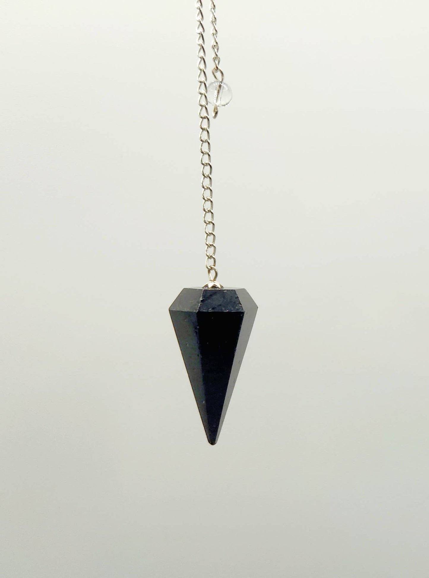 Black Tourmaline Pendulum Pendulum w/ Silver Plated Chain