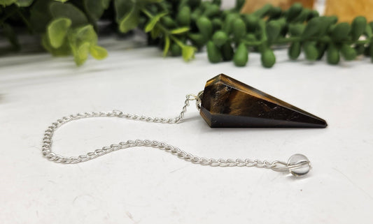 Yellow Tiger Eye Pendulum w/ Silver Plated Chain