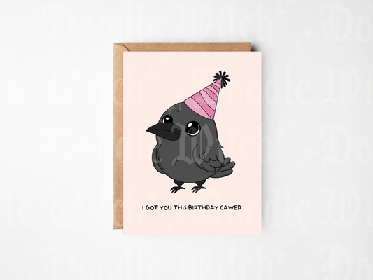 Raven Party Hat Birthday Card