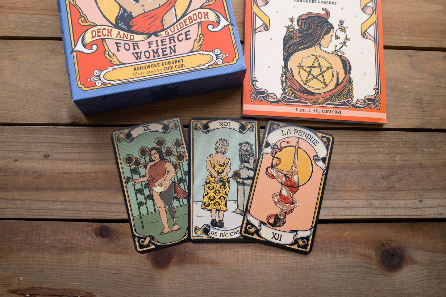 Sacred Sisterhood Tarot and Guidebook for Fierce Women by Ashawnee DuBarry (Author) and Coni Curi (Illustrator)