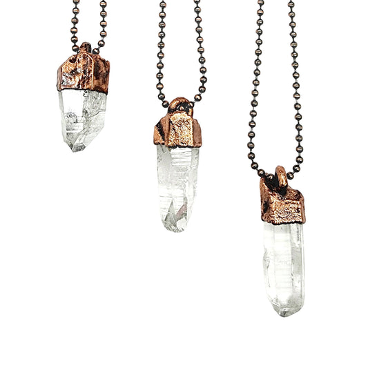 Clear Quartz Crystal Point Necklace - Ball Chain