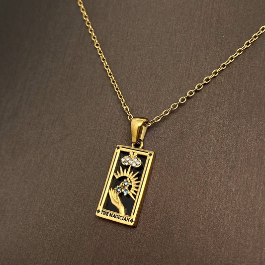 The Magician: 18K Gold Plated Tarot Card Necklace