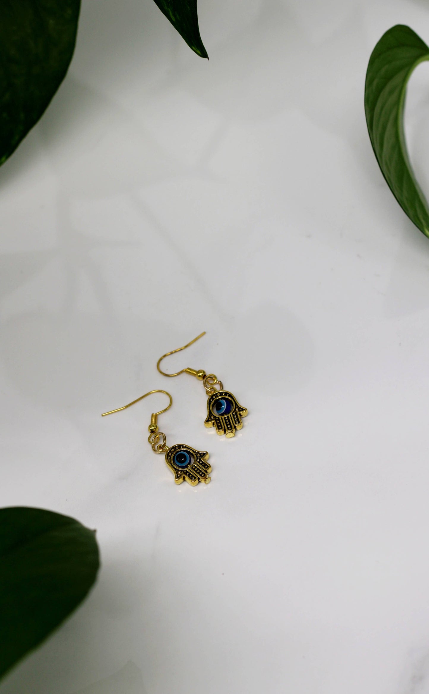 Gold Hamsa Hand Earring Set