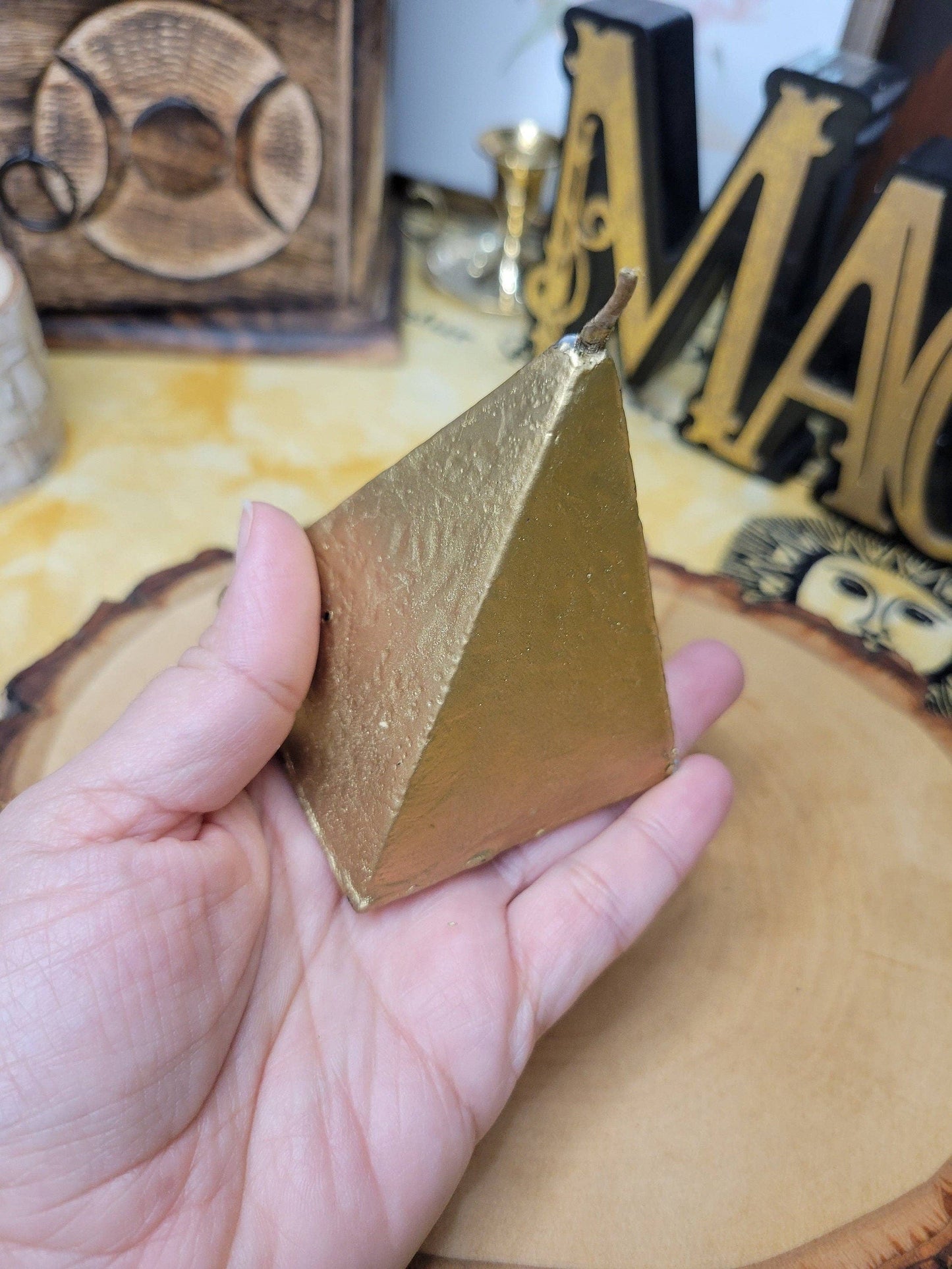 Gold Pyramid Candle