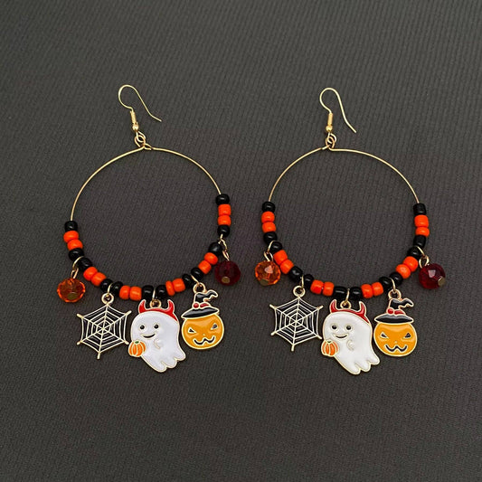 Halloween Element Glass Beads Dangle Earrings
