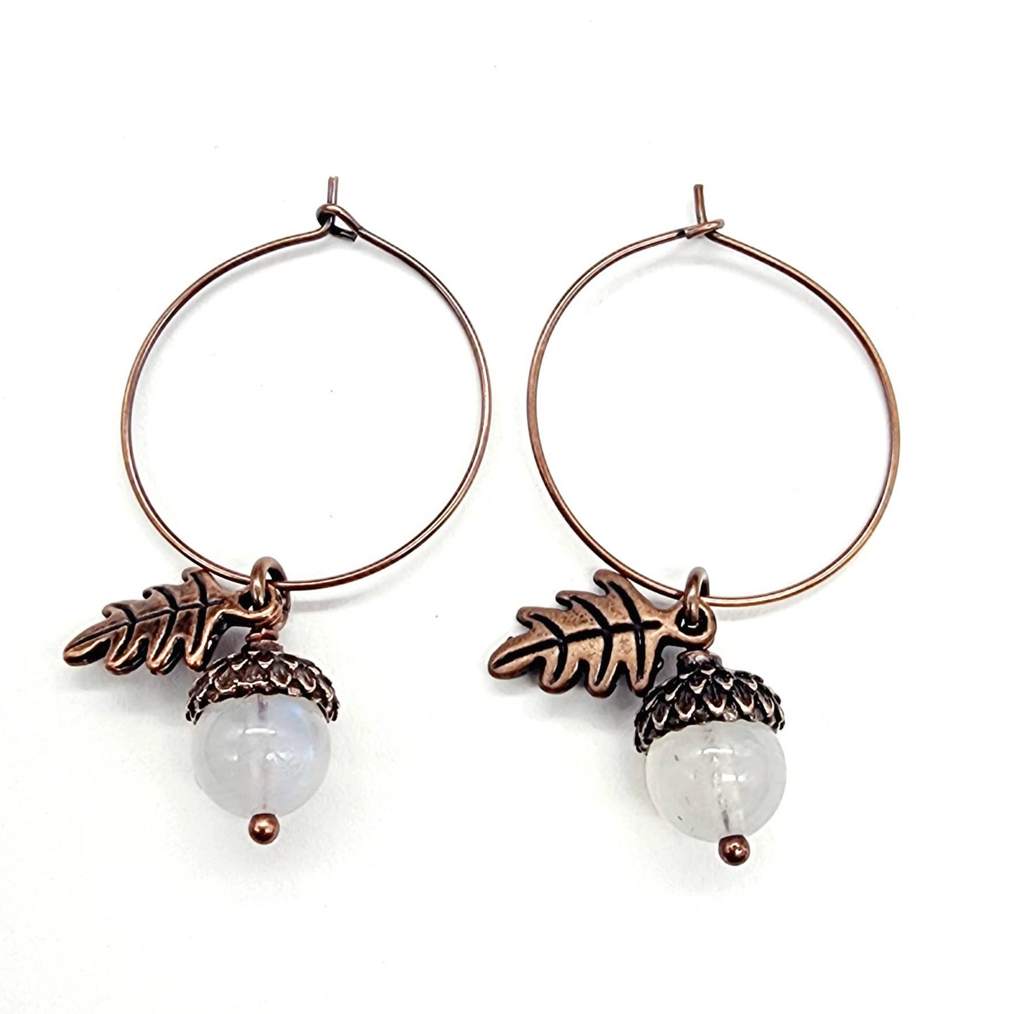 Acorn Earrings-Rainbow Moonstone