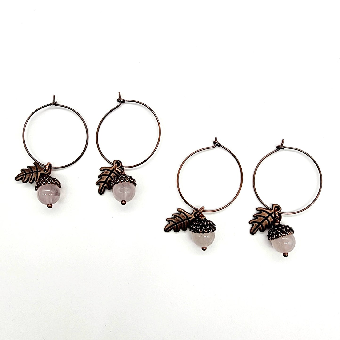 Acorn Earrings-Rose Quartz