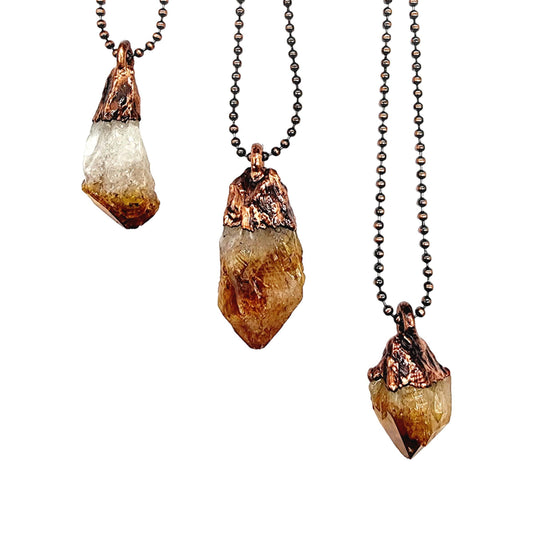Citrine Point Necklace - Ball Chain