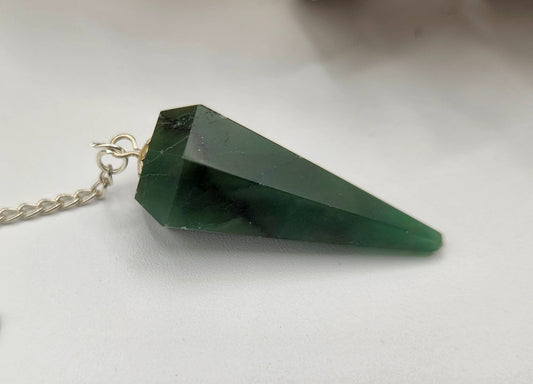 Jade Pendulum w/ Silver Plated Chain