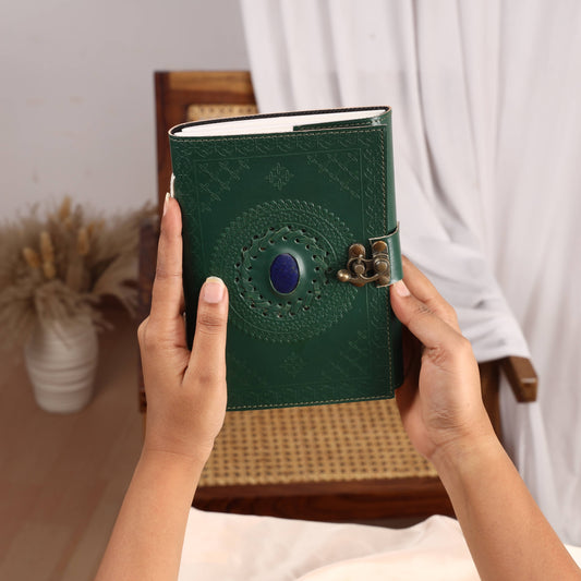 Leather Journal with Stone Mandala Embossed