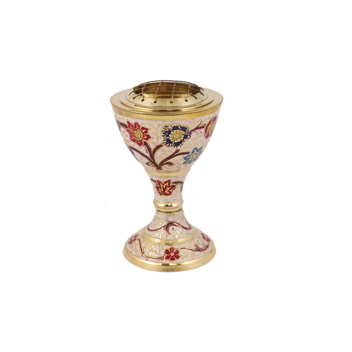 Floral Standing Brass Charcoal Burner