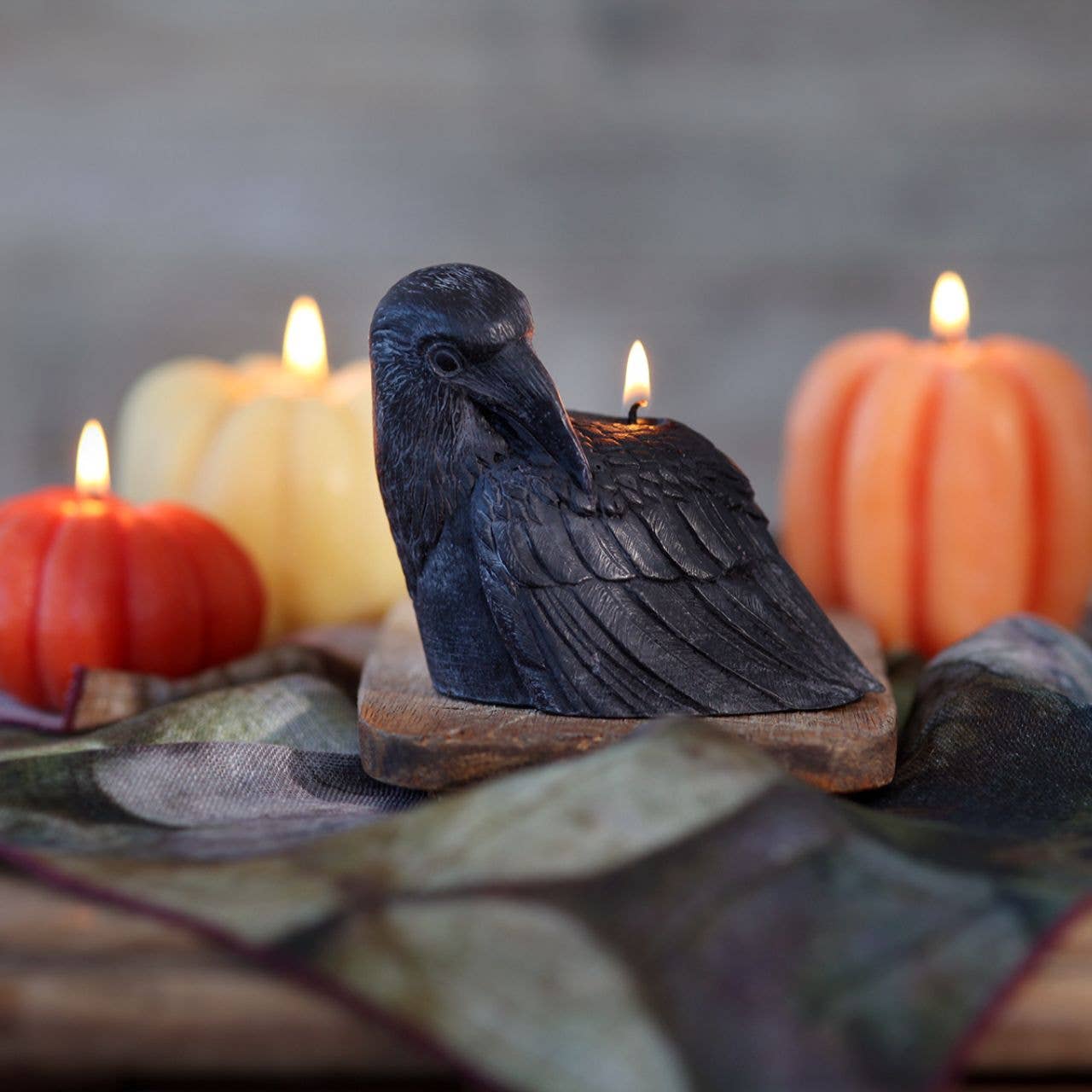 Crow Candle 100% Beeswax 4” Handcrafted