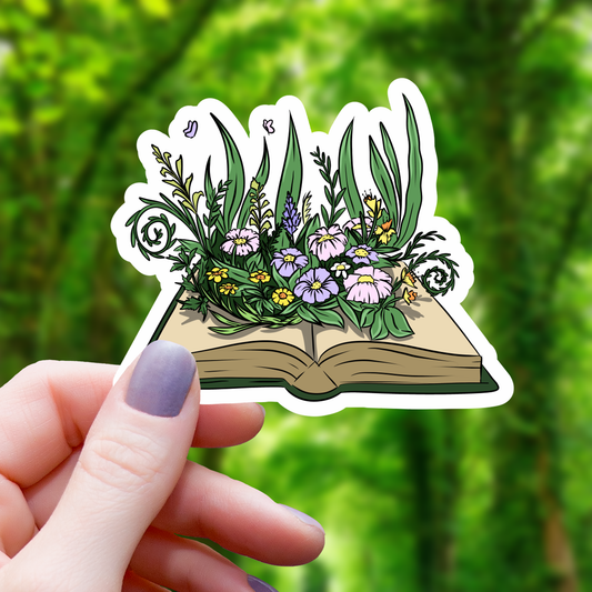 Garden Growing Out Of A Book Sticker