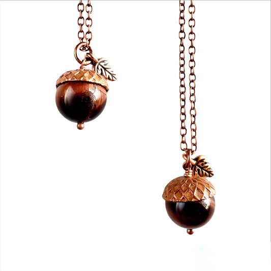 Acorn Necklace-Red Tiger Eye