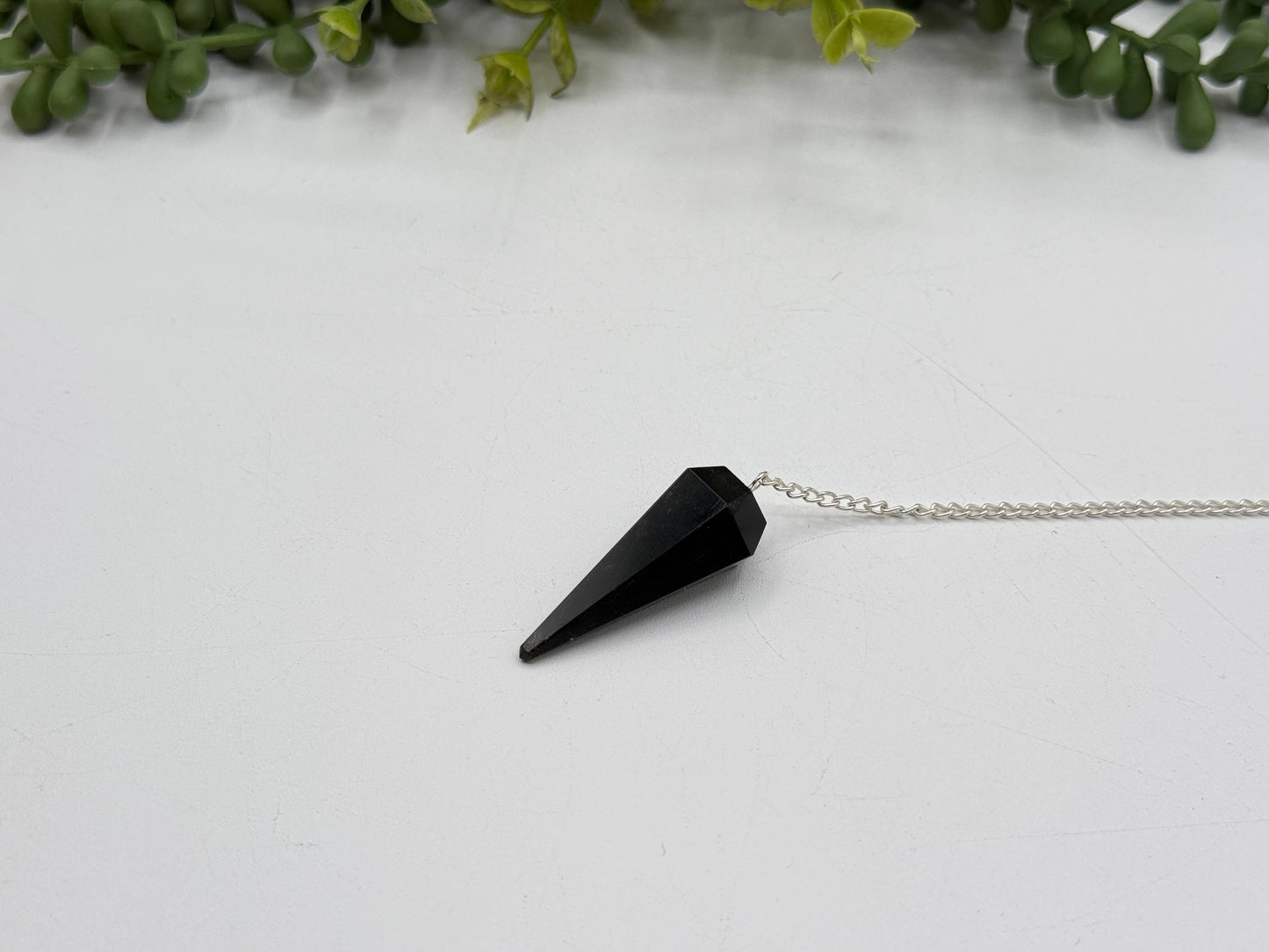 Black Obsidian Pendulum with Silver Plated Chain