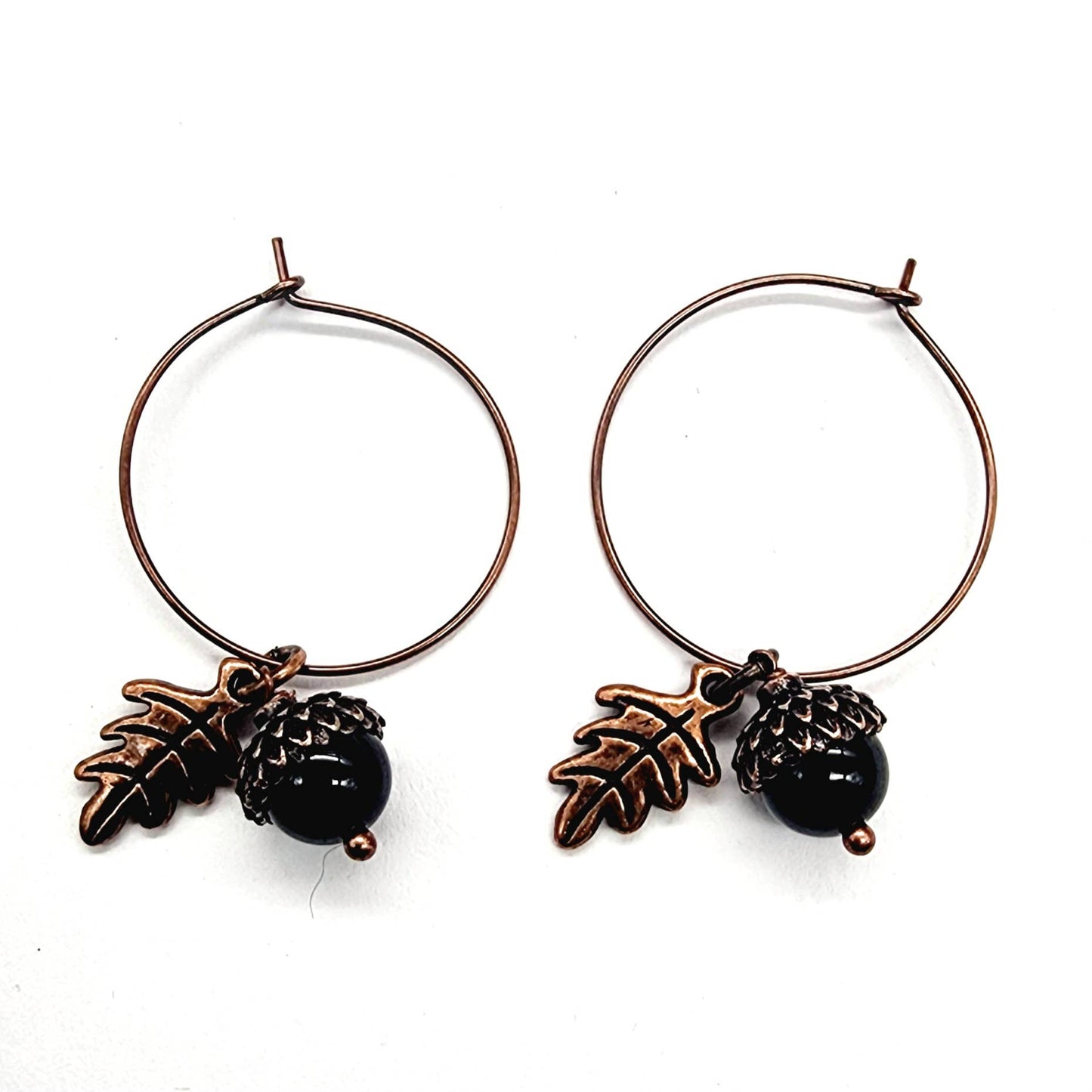Acorn Earrings-Obsidian