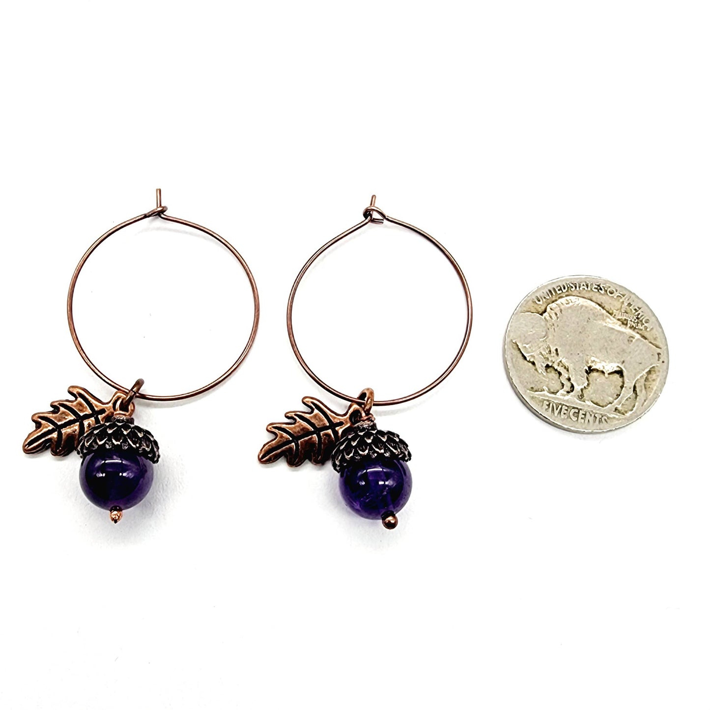 Acorn Earrings-Amethyst