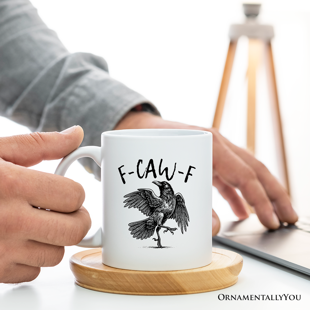 F-CAW-F Gothic Raven Gift Mug, Snarky Halloween Gift