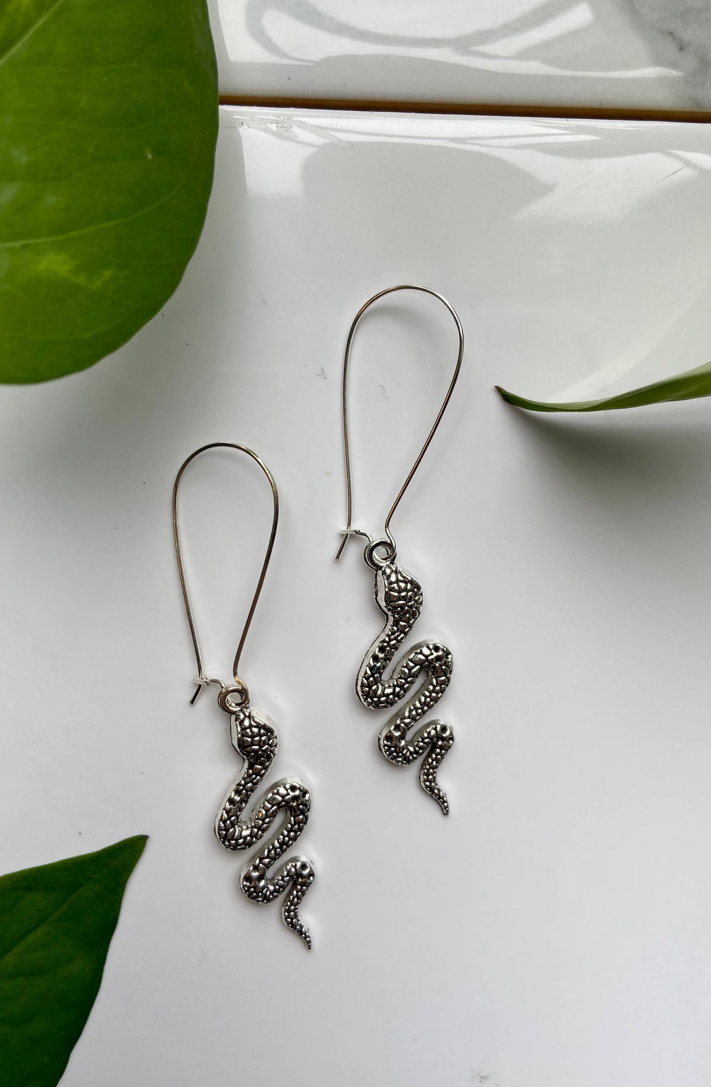 Silver Snake Earring Set