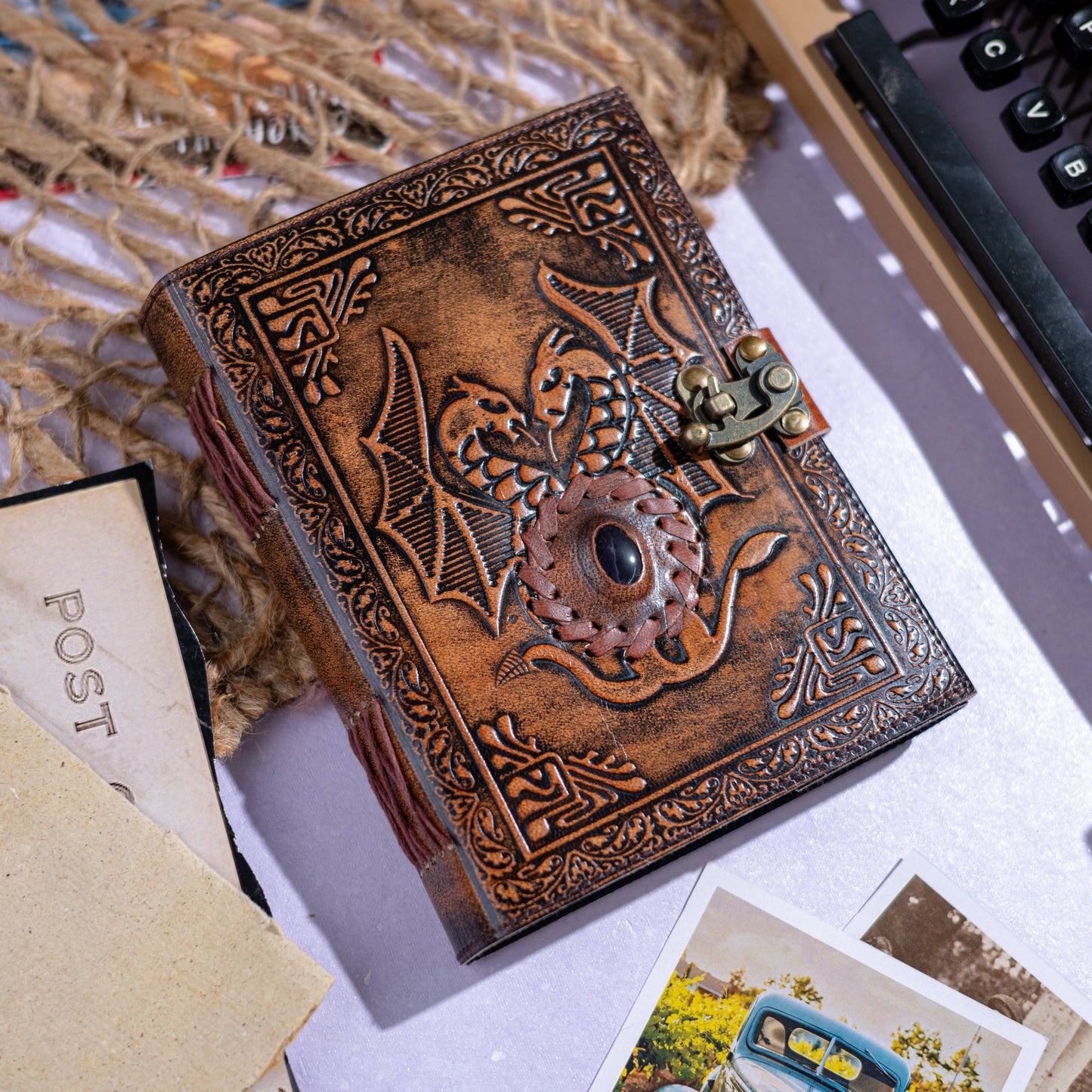 Dragon Embossed with stone Journal