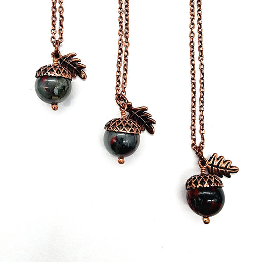 Acorn Necklace with African Bloodstone