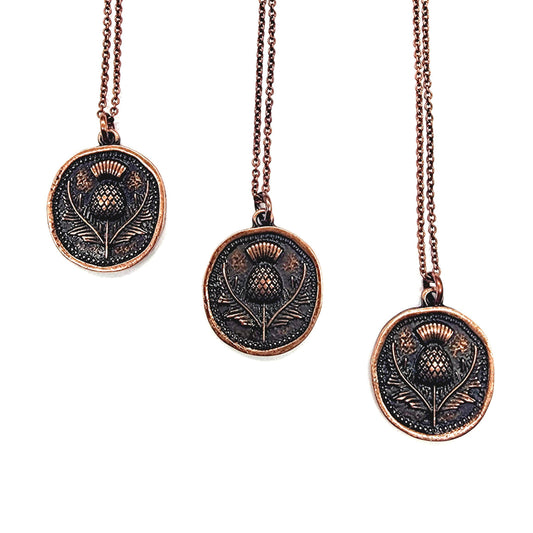 Thistle Necklace - Antique Copper