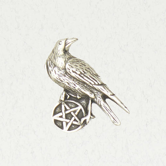 Wicca Pewter Pendant Necklace - Pentacle of the Raven