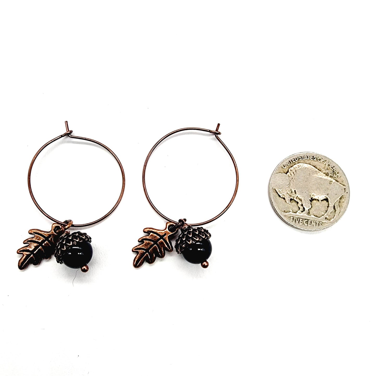Acorn Earrings-Obsidian