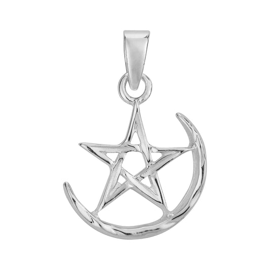 Crescent Moon Pentagram Pendant