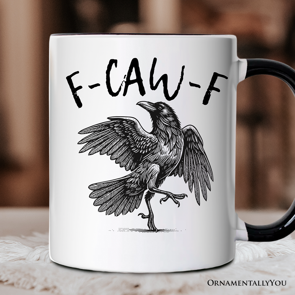 F-CAW-F Gothic Raven Gift Mug, Snarky Halloween Gift