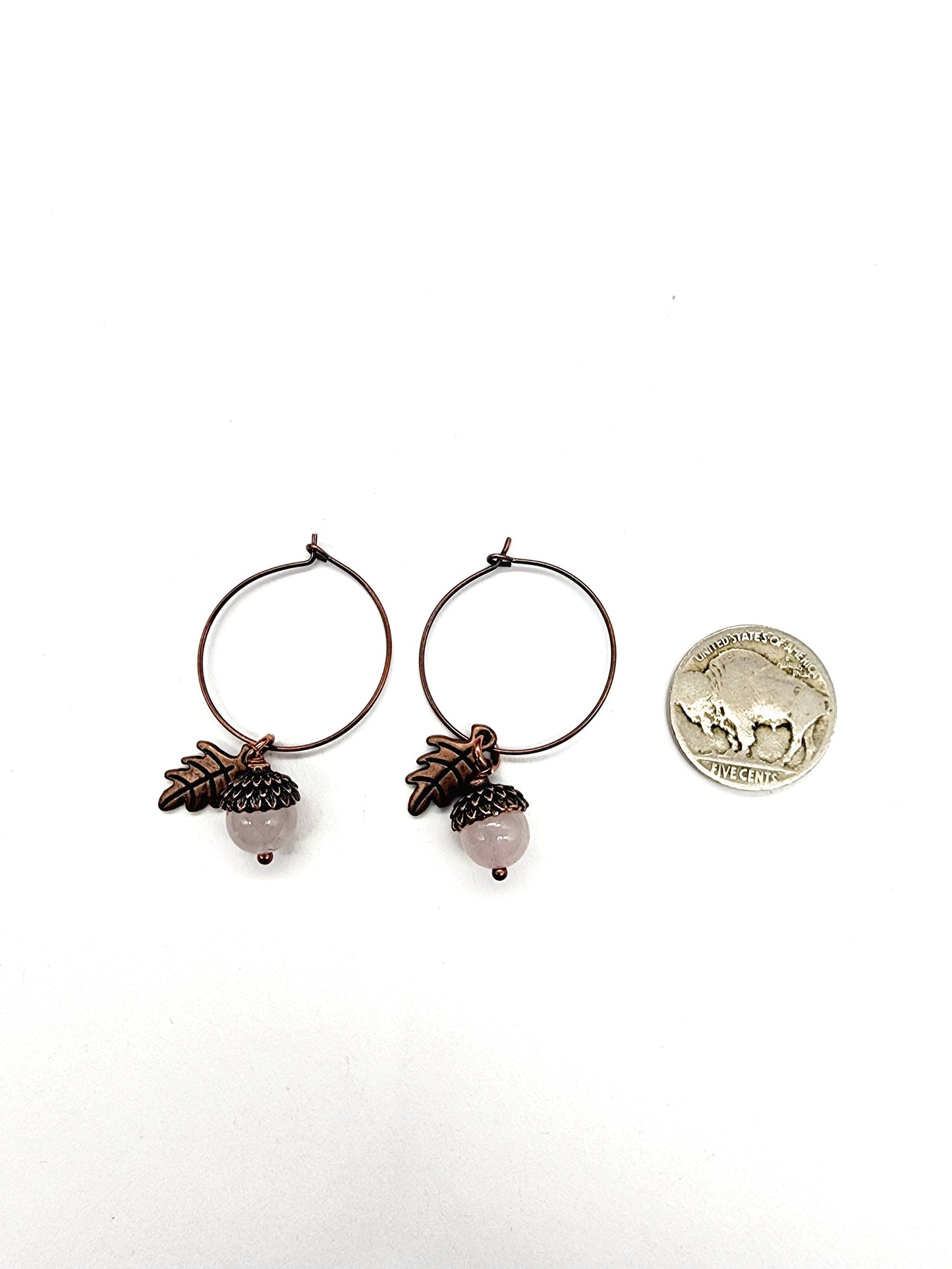 Acorn Earrings-Rose Quartz
