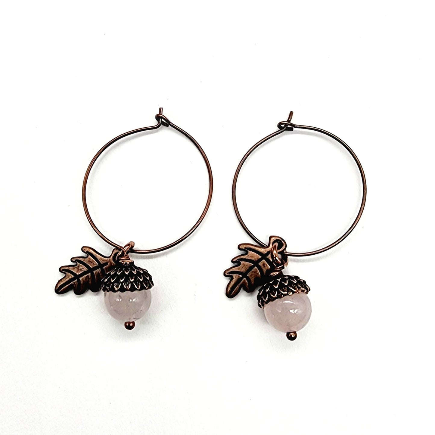 Acorn Earrings-Rose Quartz
