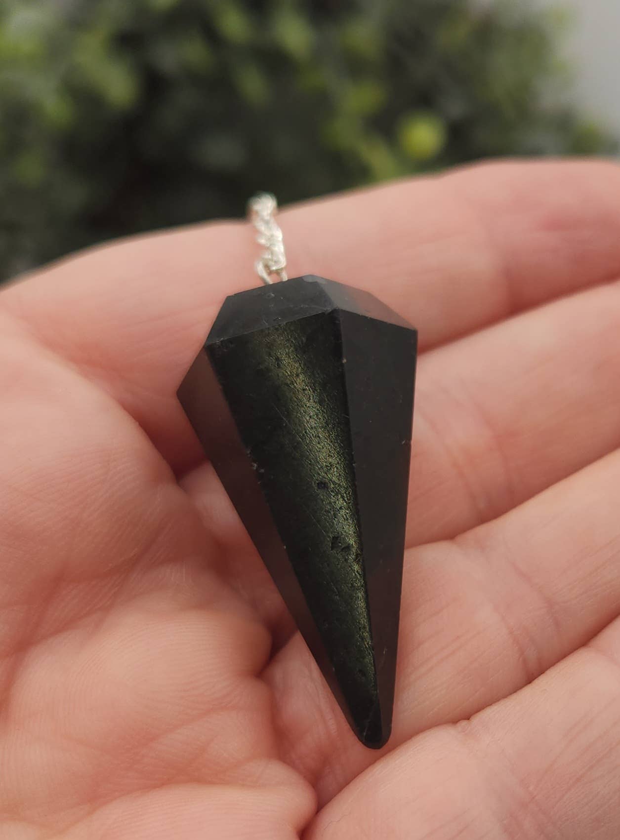 Black Tourmaline Pendulum Pendulum w/ Silver Plated Chain