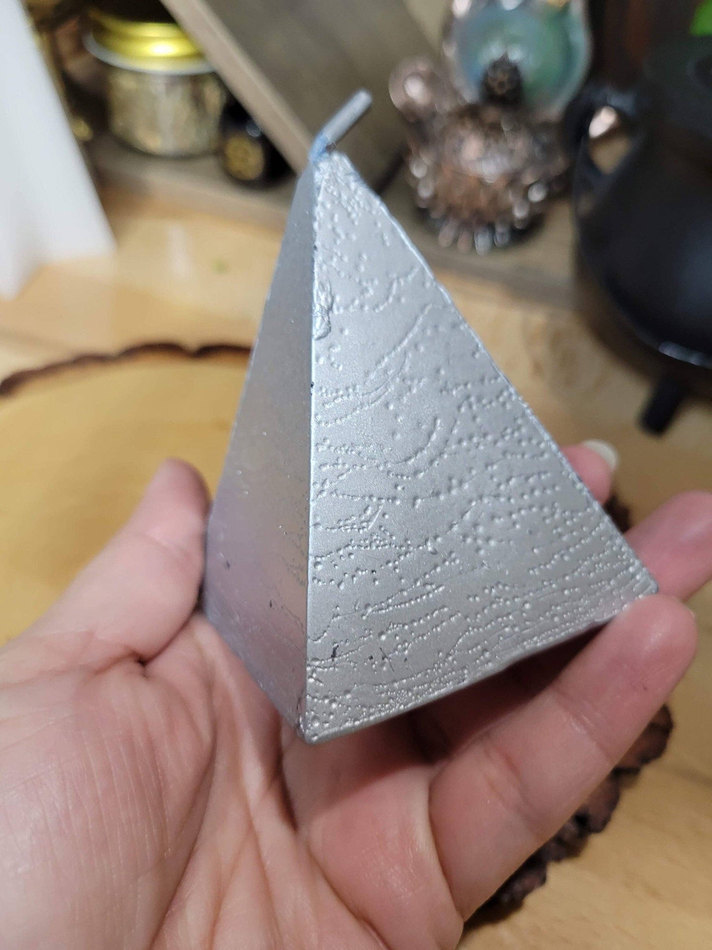 Silver Pyramid Candle