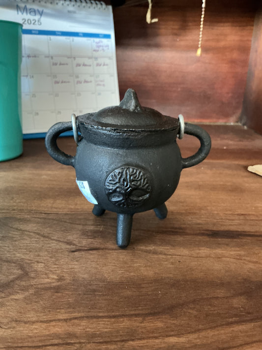 Mini Tree of Life Cast Iron Cauldron w/lid